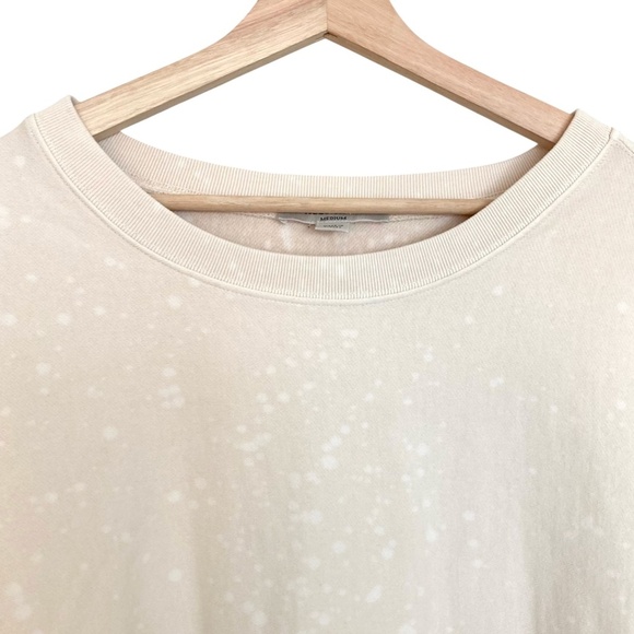 ALLSAINTS Spotted Beige Crewneck Dolman Sleeve Cropped Sweatshirt - Picture 3 of 7